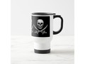 Glassy Pirate Skull & Sword Crossbones Travel Mug - Choose from 7 mug styles and 2 sizes for this custom mug! -