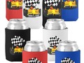 Yellow Race Car with Checkered Flag Can Cooler or Bottle cooler - racing fans will love the options!…