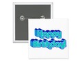 Personalize this with color! The retro,fun blue 'hippie' text on this button will stand out...Happy Bithday -