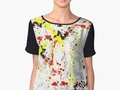 Paint Splatter Pattern Chiffon Top at Redbubble #Gravityx9 - Black, Red,gray and Yellow paint splatter ~…