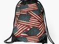 Patriotic Grunge-style American Flag Drawstring Tote Bag by #Gravityx9 Designs at #Redbubble -