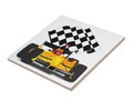 Jazz up your desk with this Yellow Race Car with a winning checkered flag tile coaster! #Sports4you -…