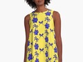 Gold Trimmed Blue Designs A-Line Dresses by #Gravityx9 Designs at Redbubble