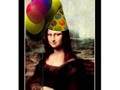 Send funny birthday greetings with this Mona Lisa Wearing Party Hat Postcard #SpoofingTheArts ~~~…