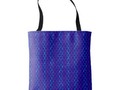 Scissors lined up, end to end, with shades rich colors - Blue and Purple Scissor Stripes Tote Bag…