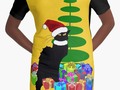 Christmas Le Chat Noir With Santa Hat T-Shirt Dresses by #Gravityx9 Designs at Redbubble - #SpoofingTheArts -…