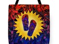 Summer Sunshine And Red Flip-flops Tote Bag by Gravityx9 Designs at Pixels