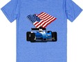 USA Racer - Race Car with American Flag | T-Shirt | by #Gravityx9 Designs at Skreened -