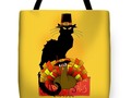 #SpoofingTheArts - Thanksgiving Le Chat Noir With Turkey Pilgrim Tote Bag by Gravityx9 Designs at #FineArtAmerica -…