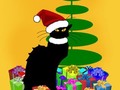 " Christmas Le Chat Noir With Tree and Gifts" Greeting Card by gravityx9 - ARTFLAKES #SpoofingTheArts -…