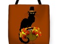 #SpoofingTheArts - Thanksgiving Le Chat Noir With Turkey Pilgrim Tote Bag by Gravityx9 Designs at #FineArtAmerica…
