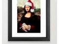 Mona Lisa Wearing a Santa Hat Framed Art by #Gravityx9 Designs #SpoofingTheArts at Society6 -…