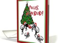 Fleas Navidad, Christmas Tree, Fleas with Santa Hats & a Gift #ChristmasCard by #Gravityx9 at #GreetingCardUniverse…