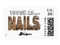 Tough as NAILS POSTAGE Stamps at #Zazzle by #gravityx9 ```Nails, written with wood like text and added a few nails…