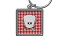 Picnic Table w/Female Chef Hat & BBQ Tools Keychain ~ Cute BBQ chef's hat design is available on round or square ke…