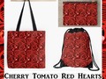 #CherryTomatoRed Hearts Bags by #Gravityx9 at #Redbubble ~ Artsy red design with curves, lines and little heart sha…
