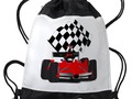 ~ #Backtoschoolshopping ~ * Red Race Car with Checkered Flag Drawstring Backpack by…