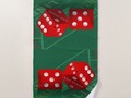 Las Vegas Dice on Craps Table Beach Towel *Red Dice with Las Vegas text on them, set upon a craps table background.…