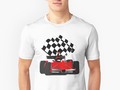 "Red Race Car with Checkered Flag" Unisex T-Shirt by Gravityx9 | Redbubble
