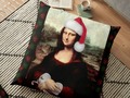 * * Mona Lisa Christmas Floor Pillow by by Gravityx9 at Redbubble * art parody illustration *pillows decorative on…