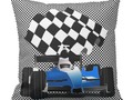 * Blue Race Car with Checkered Flag Throw Pillow by #Gravityx9 at Zazzle ~ Pillows are also available in different…