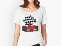 "Red Race Car with Checkered Flag" Women's Relaxed Fit T-Shirt by Gravityx9 | Redbubble
