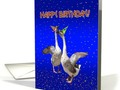HAPPY BIRTHDAY! card - * HAPPY BIRTHDAY! Celebrating Geese with Party Hats and...