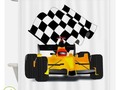 * Yellow Race Car with Checkered Flag Shower Curtain by #Gravityx9 at #Cafepress *
