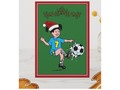 Christmas Little Girl Playing Soccer Holiday Card - * Christmas Little...