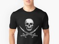 ` "Glassy Pirate Skull & Sword Crossbones " Unisex T-Shirt by Gravityx9 | Redbubble
