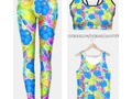 * Hawaiian Blue Flowers Leggings and Tops * Workout in style! Matching Crop top and Legging…