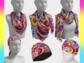 * Retro Circles Groovy Violet, Yellow, Blue Colors Scarves by #Gravityx9 at #ArtofWhere * Bold colors ...a retro lo…