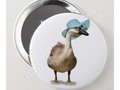 Funny Goose with Summer Hat Button