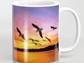 * Seagull Sunset Coffee Mug by #Gravityx9 at #Society6 * Birds flying over a still lake or…