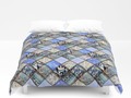 Faux Patchwork Quilting - Blues Duvet Cover by #Gravityx9 Designs at #Society6 * #homedecor #bedroomdecor…