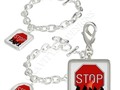 * Crossing Guard w/Kids & Stop Sign Charms - A crossing guard, holding a stop sign, with little children crossing i…
