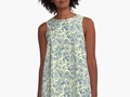 "Blue Curls on Yellow Background" A-Line Dress by Gravityx9 | Redbubble * Whimsical doodle art featuring blue curls…