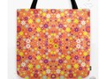 * Living Coral Colorful Floral Pattern Tote Bag by #Gravityx9 at #Society6 * Pretty flower…