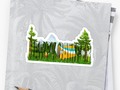** Happy Camper' Sticker by Gravityx9 ** Campfire, tent, wilderness, mountains and nature…
