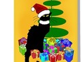 ** ' Christmas Le Chat Noir With Santa Hat' Greeting Card by Gravityx9 * #SpoofingTheArts * Le Chat Noir is ready f…