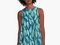 📷 * ‘Bleached Coral Blue Leaves Pattern’ A-Line Dress by #Gravityx9 at Redbubble * Colorful…