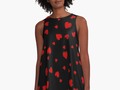 📷 ** ‘Red Hearts Floating on Black Pattern’ A-Line Dress by #Gravityx9 at Redbubble * Black…