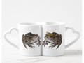 Frog Prince and Kissing Frog Coffee Mug Set * Funny Kissing Frog and Frog Prince Couples Mug * Add background color…