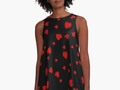 * 'Red Hearts Floating on Black Pattern' A-Line Dress by #Gravityx9 at Redbubble * Black outlines on these floating…