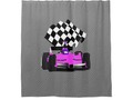 Pink Race Car with Checkered Flag Shower Curtain * Vroom, Vroom! Jazz up your room! Pink Race Car with a winning ch…