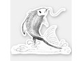 Fisherman's Fish Story Sketch Sticker | * A good day's fishing for this fisherman, it's a nice catch of the day! *…