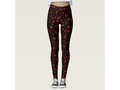 * Red Hearts Floating Pattern on Black Leggings | * Black outlines on these red, floating, hand drawn hearts.Change…