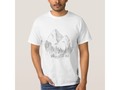 * Forest and Mountains Sketch T-Shirt | * A snow scene with a cabin in the winter forest with mountain peaks in the…