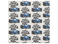 * Blue Race Car with Checkered Flag Fabric by Gravityx9 at Zazzle * VROOM VROOM! Race Car w…