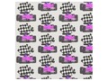 * Pink Race Car with Checkered Flag Fabric by Gravityx9 at Zazzle * VROOM VROOM! Race Car w…